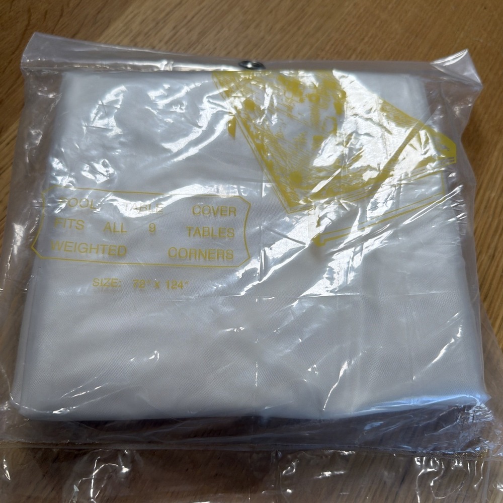 Pool Table Cover, Clear, Transparent, Weighted Corners, Size 72" X 124" Sealed